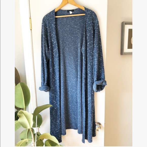 Vintage Sweaters - Vintage blue midi duster open cardigan